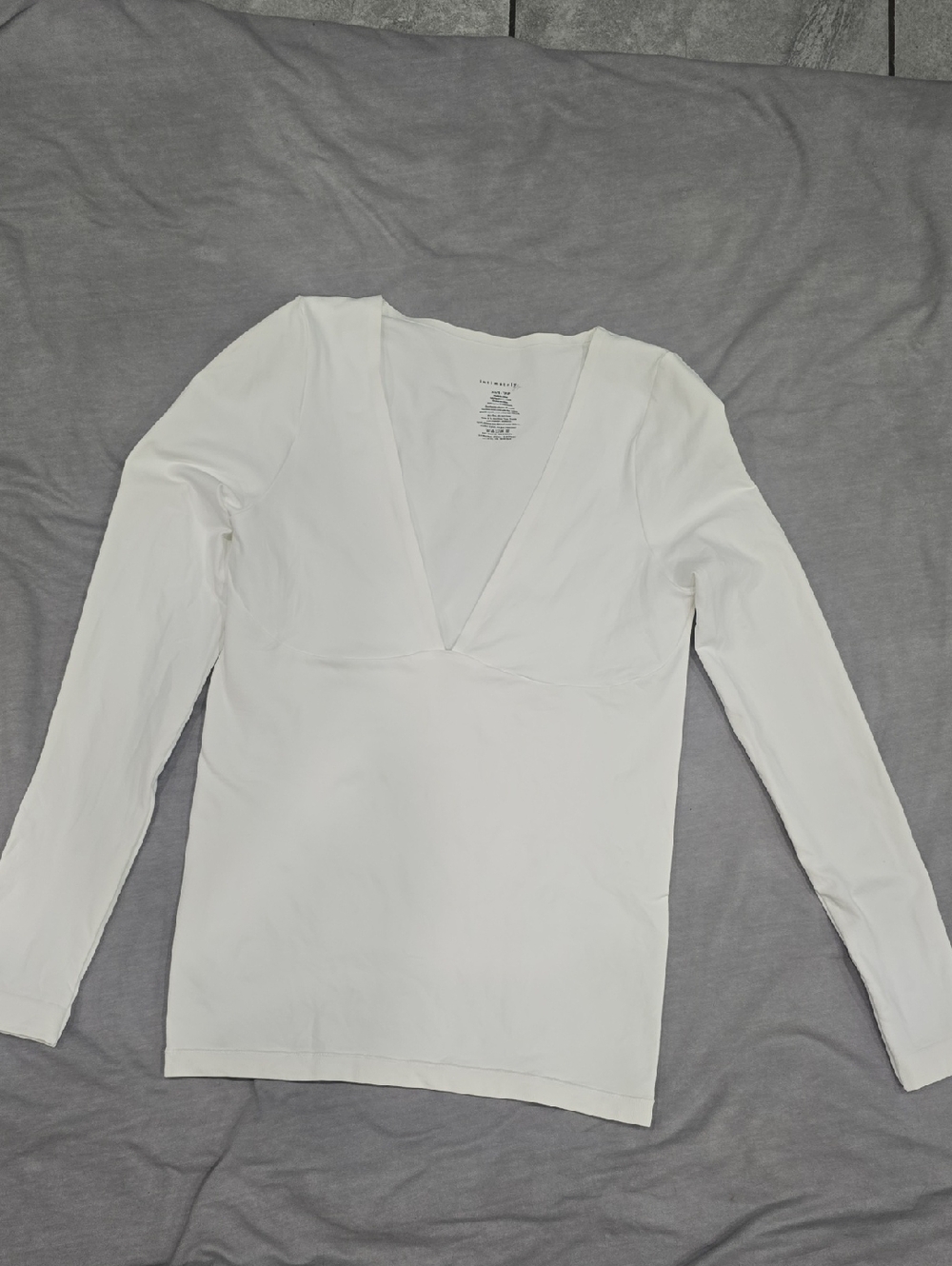 Women's Deep V-Neck Long Sleeve Top - White